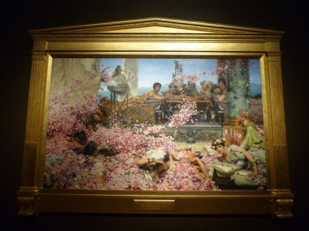 A cruel Roman emperor drowns his dinner guests in petals: The Roses of Heliogabalus by Lawrence Alma-Tadema.